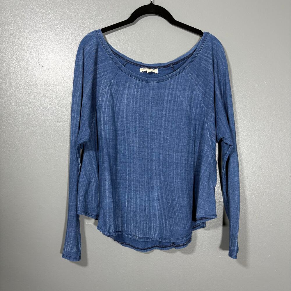 Cloth & Stone Women's Minimalist Lagenlook Blue Top - Size Medium - Relaxed Tee